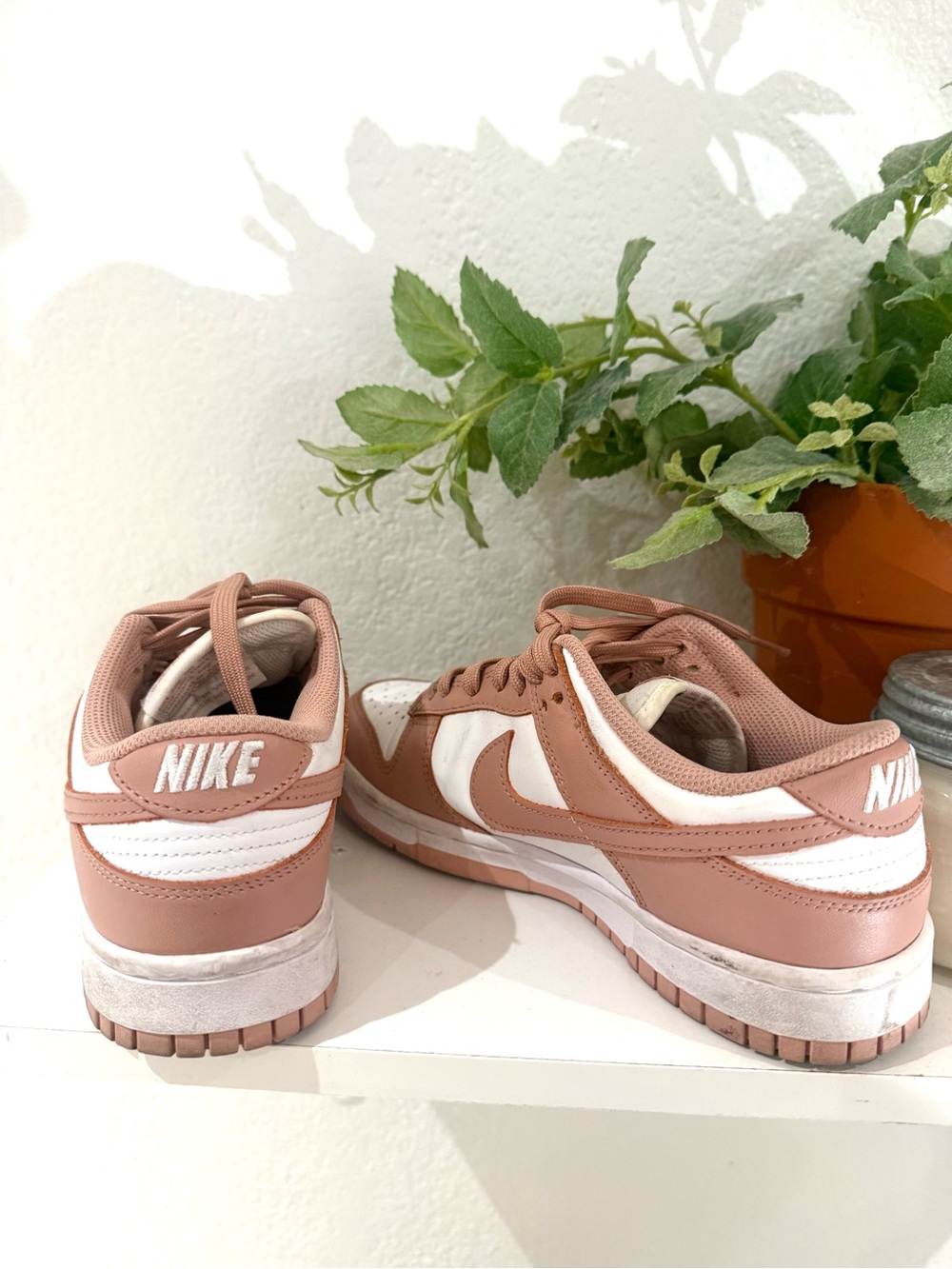 Nike Women’s Low-Top Sneakers in Dusty Rose and White